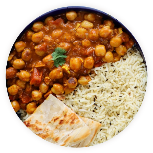 Chana Masala With Rice-Naan - (Chickpea Masala Curry)